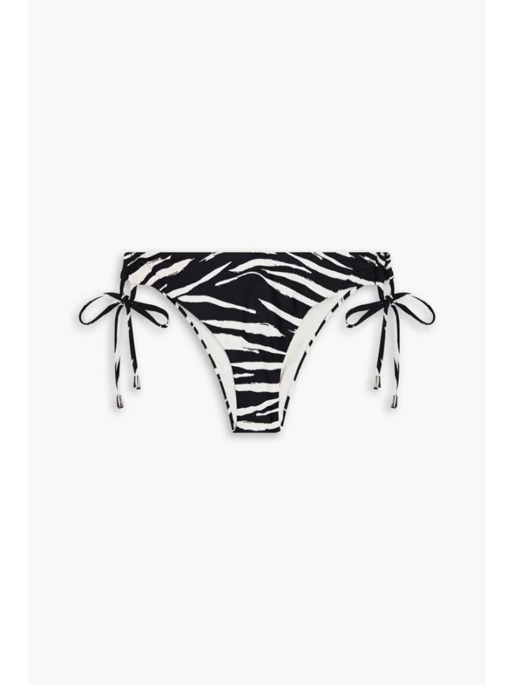 Seafolly Skin Deep Zebra Print Tie Side Bikini Bottom Black UK 12 NWT